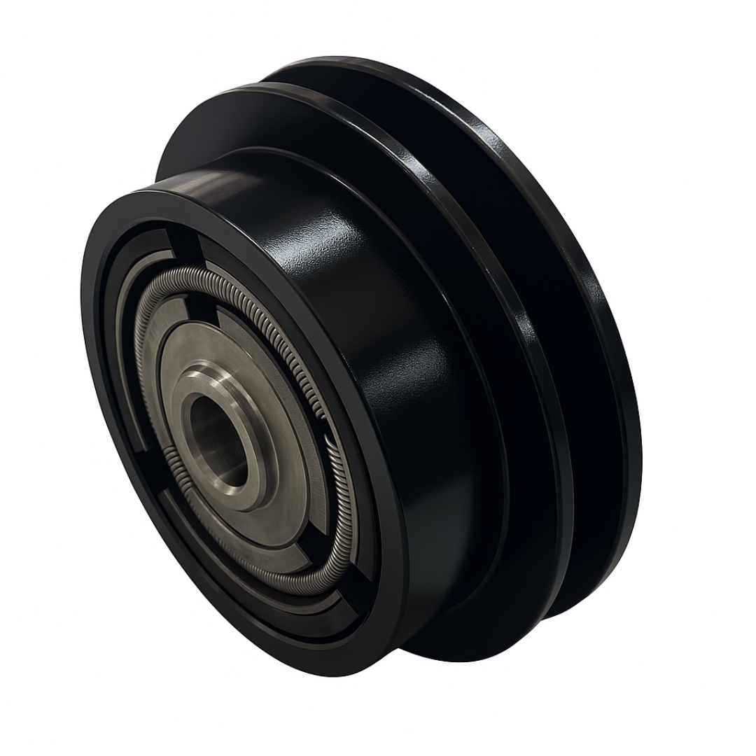 Heavy-duty black clutch with 3/4-inch bore for Wacker VP1340, VP1350, and VP1750 plate compactors; aftermarket replacement part shown on white background.