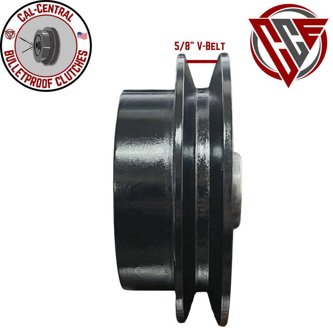 5-inch cast iron centrifugal clutch with 5/8-inch V-belt groove and 1-inch bore, compatible with GX270 and GX390 engines for heavy-duty use