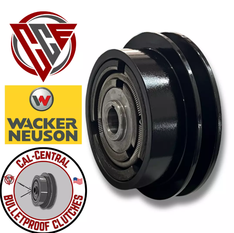 Heavy-duty black clutch with 3/4-inch bore for Wacker VP1340, VP1350, and VP1750 plate compactors; aftermarket replacement part shown on white background.