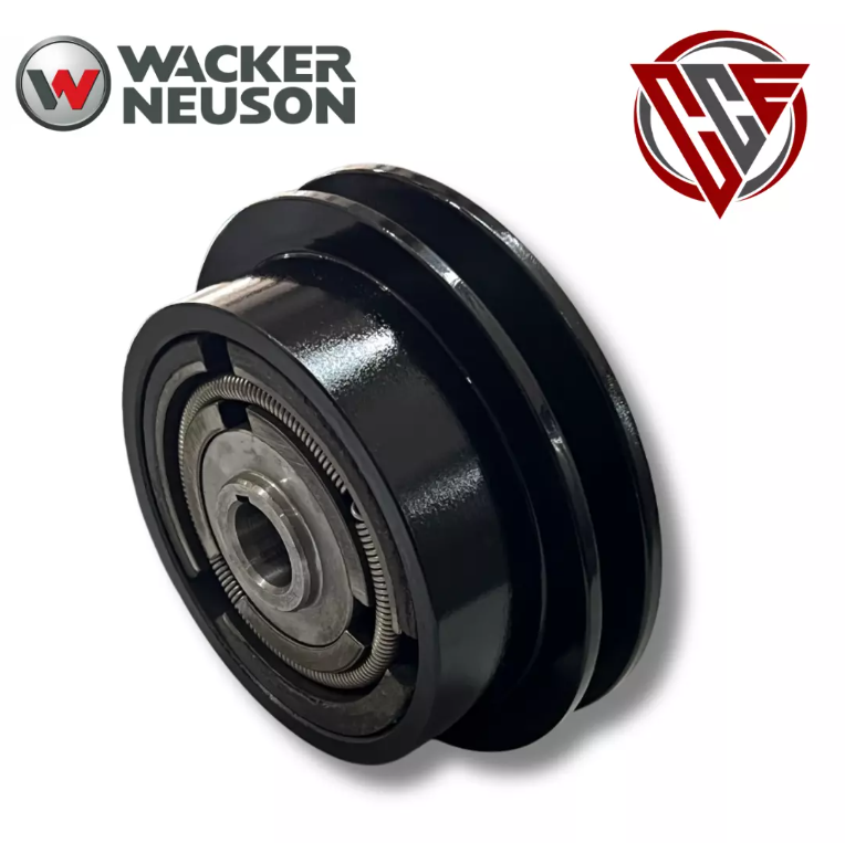 Heavy-duty black clutch with 3/4-inch bore for Wacker VP1340, VP1350, and VP1750 plate compactors; aftermarket replacement part shown on white background.