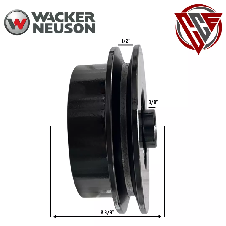 Heavy-duty black clutch with 3/4-inch bore for Wacker VP1340, VP1350, and VP1750 plate compactors; aftermarket replacement part shown on white background.