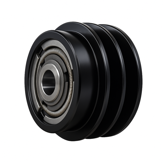 Black heavy-duty centrifugal clutch with dual 5-inch pulleys and 1-inch bore, compatible with Honda GX270/GX390 and similar engines