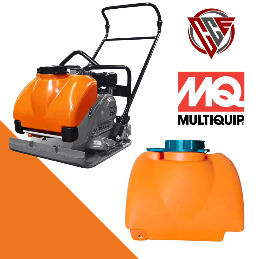 Replacement water tank for Mikasa MVC88VTHW plate compactor, compatible with OEM part 731598. Durable HDPE construction shown in clear product view