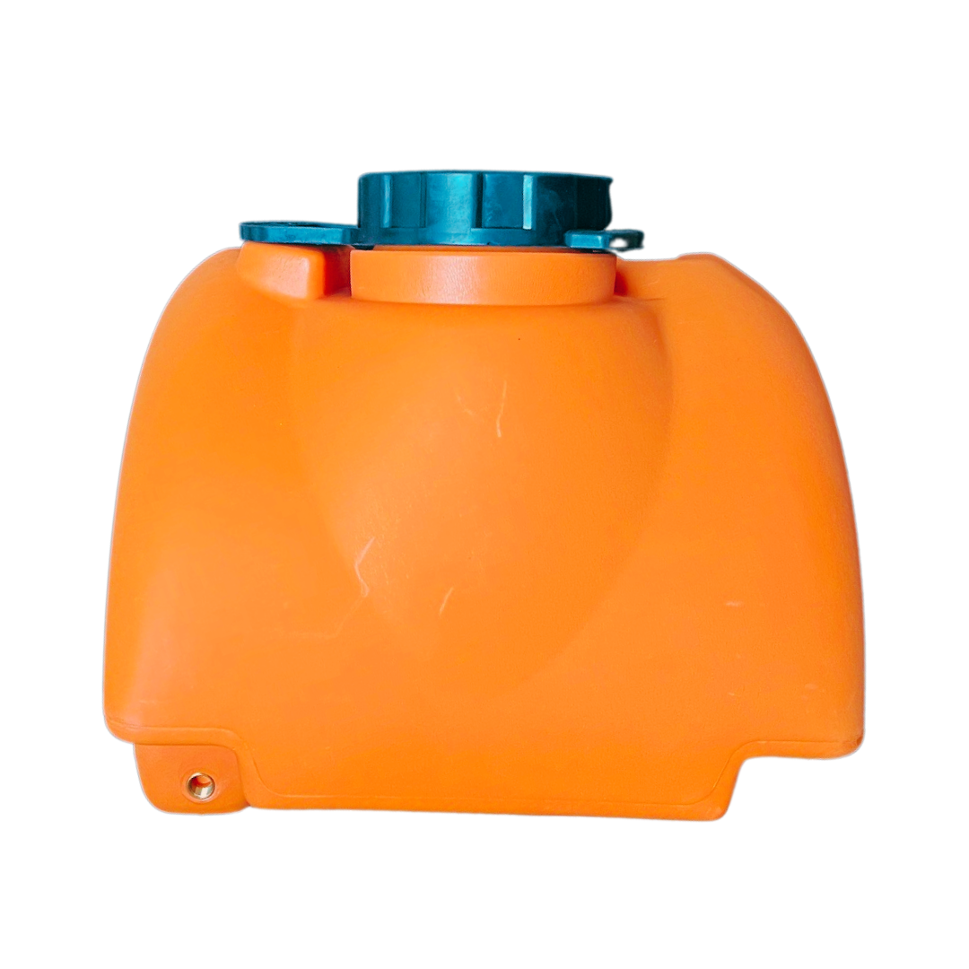 Replacement water tank for Mikasa MVC88VTHW plate compactor, compatible with OEM part 731598. Durable HDPE construction shown in clear product view