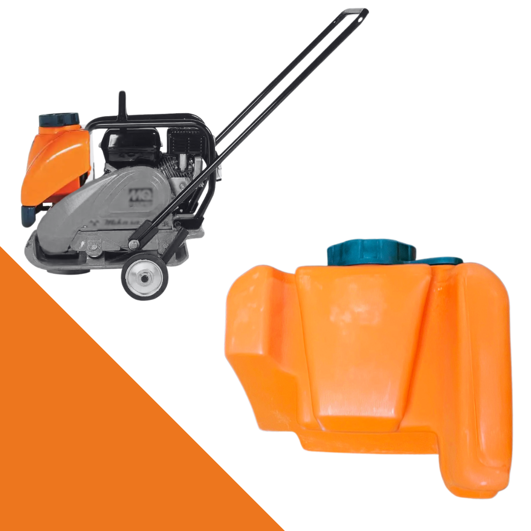 Replacement water tank for Mikasa MVC88VTHW plate compactor, compatible with OEM part 731598. Durable HDPE construction shown in clear product view
