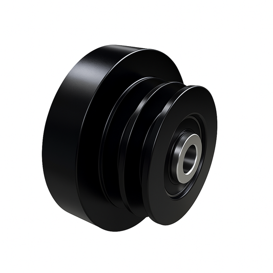 Heavy duty centrifugal clutch with 1 1/8 inch bore, dual 5 inch pulley for 5/8 inch V-belts, 6.75 inch drum diameter, designed for 20HP sawmills and compactors