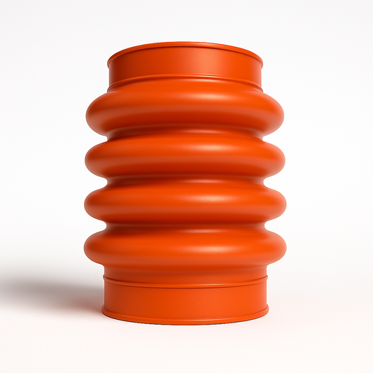 Bright orange replacement bellows boot for Multiquip Mikasa MTX70, MTX80, MT70, MT75, and MT85 rammers – part number 354010010, heavy-duty rubber.