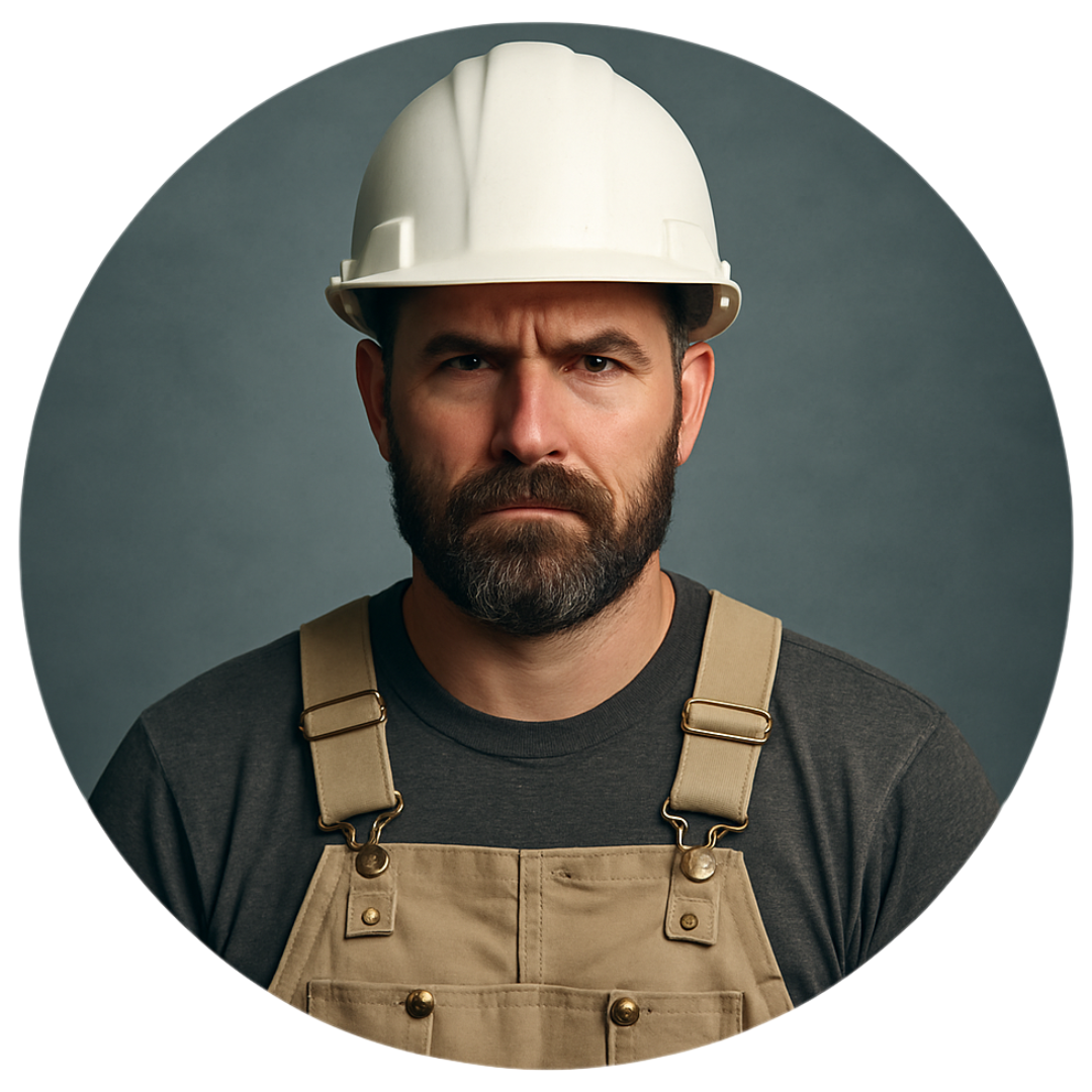 Portrait of rugged construction worker in Carhartt overalls – contractor and Cal-Central customer