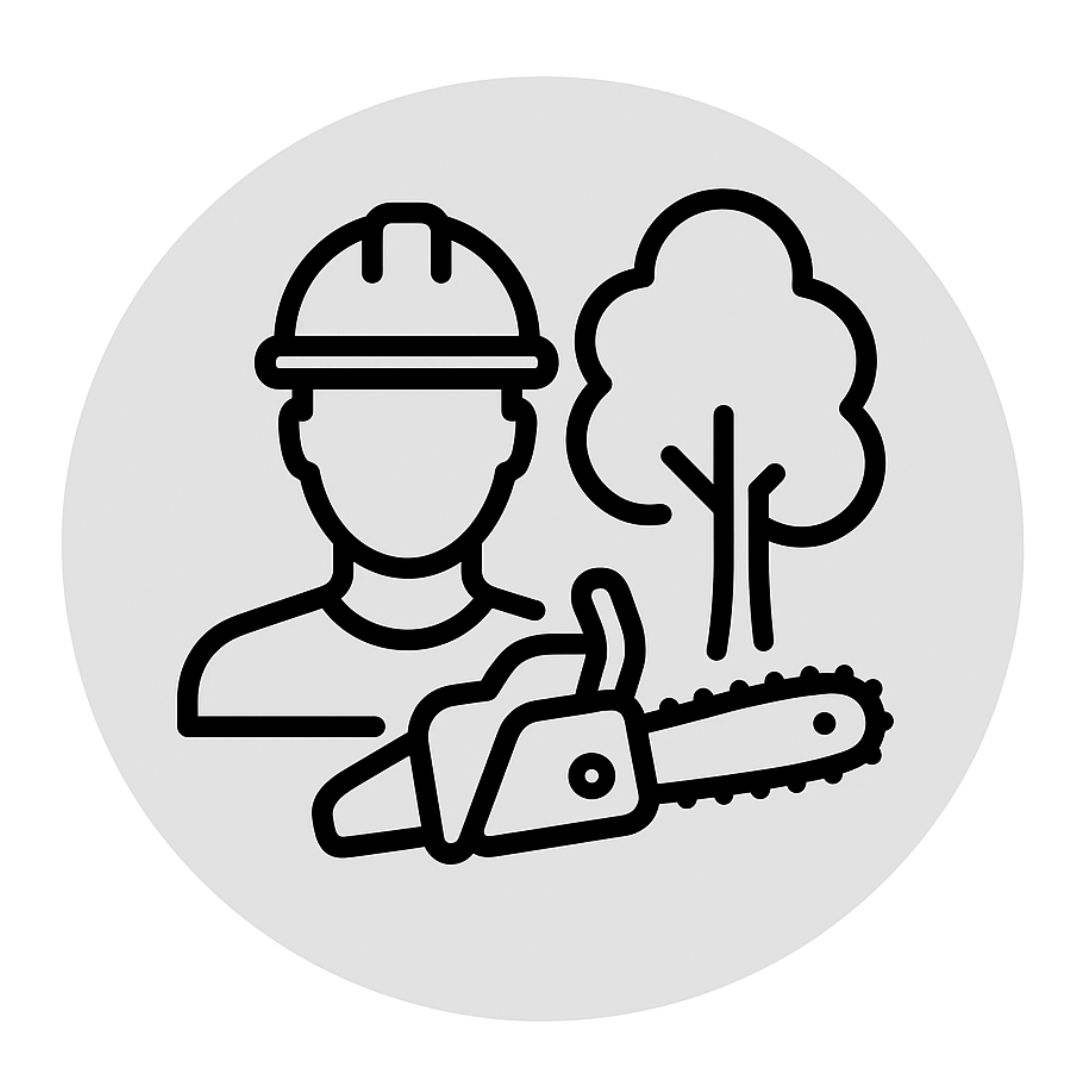 Trust badge icon featuring a chainsaw chain – built for professional arborists