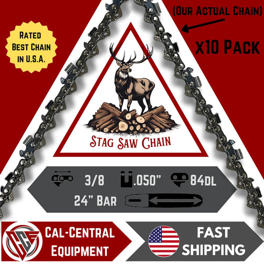 10 Pack 24" Stag Chainsaw Chain 3/8" FULL CHISEL .050 Gauge 84DL 72LGX084G
