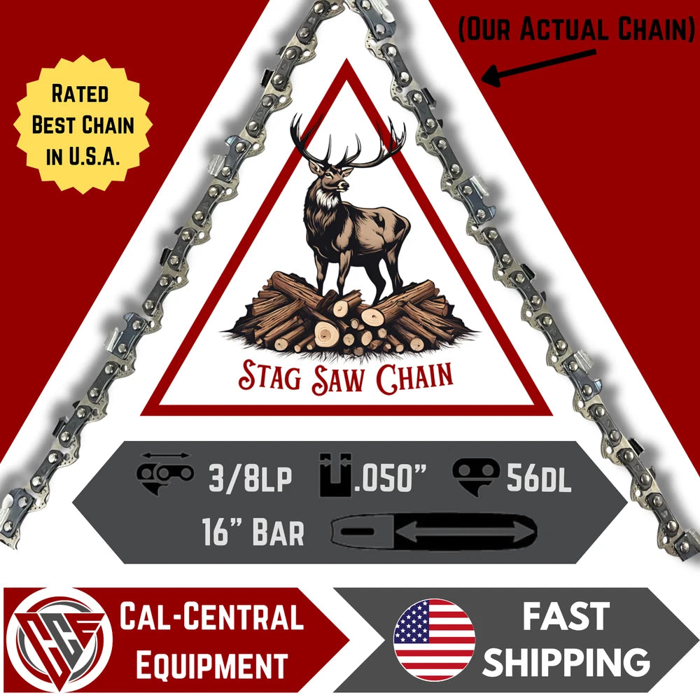 Chainsaw Chain for 16 Inch Bar .050 Gauge 3/8 Pitch 56 DL Husqvarna Echo