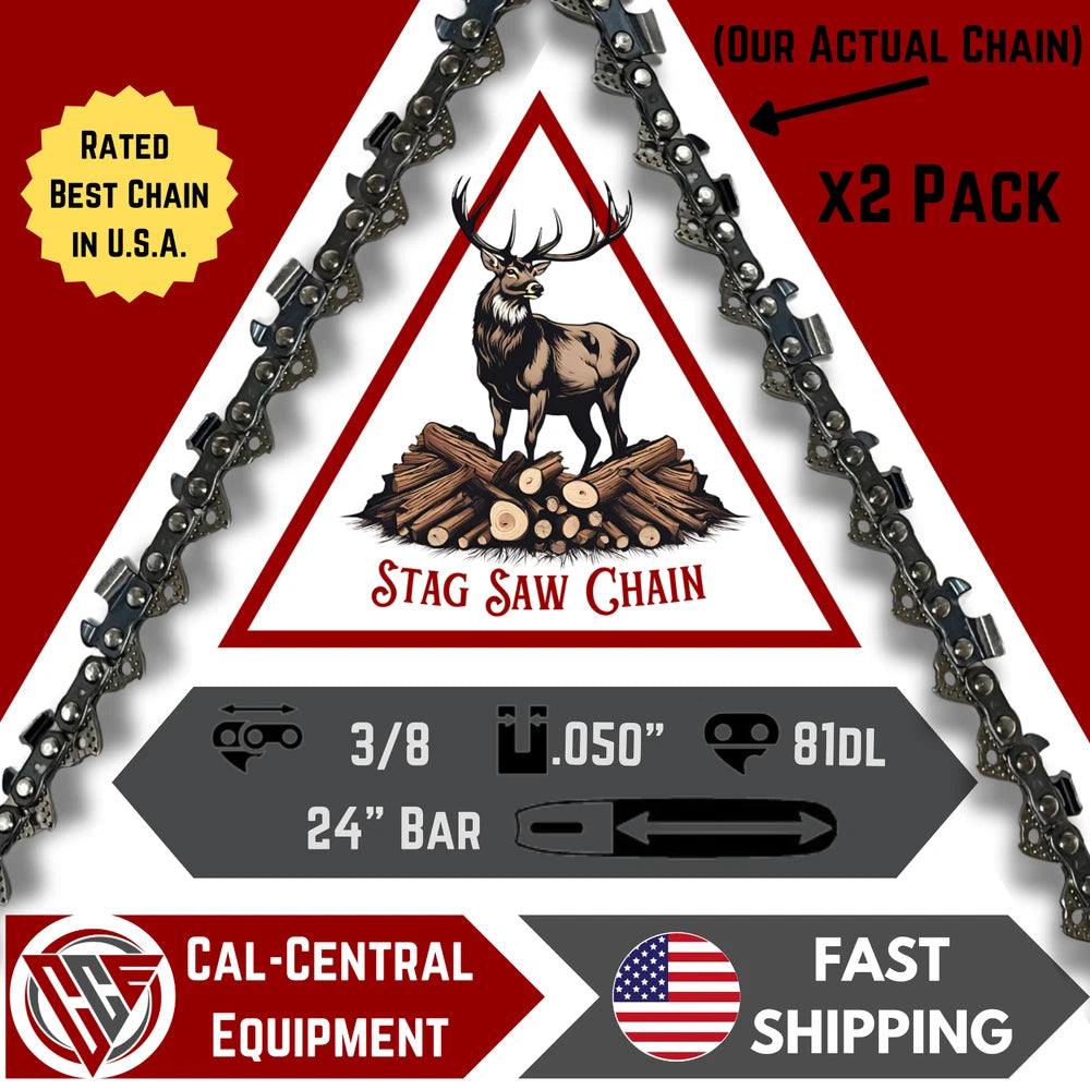 Full Chisel Chainsaw Chain 24 Inch .050 3/8 81DL for Echo 2 Pack