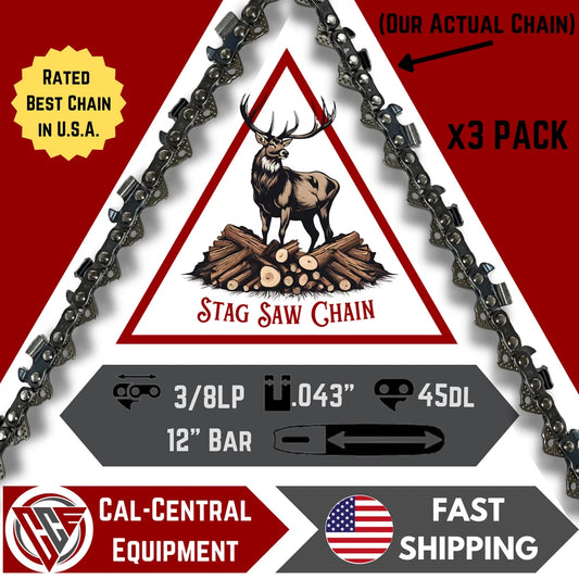 3 PACK 12" chainsaw chain Blade Dewalt DCCS620 90PX045G 3/8LP 45DL 043